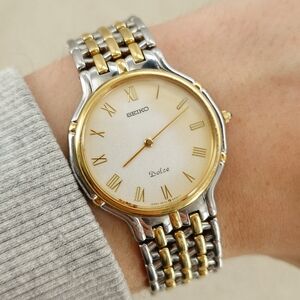 Seiko Dolce 5E30-6A00 Ultra Slim JDM Two-Tone Unisex Dress Watch 32mm Roman Dial